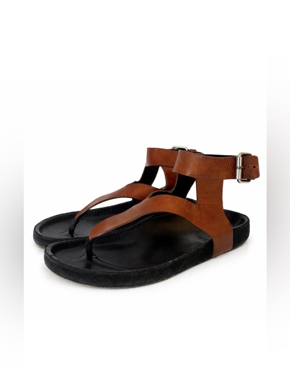 Isabel Marant Brown Leather Elwina Ankle Buckle Sandal size 37